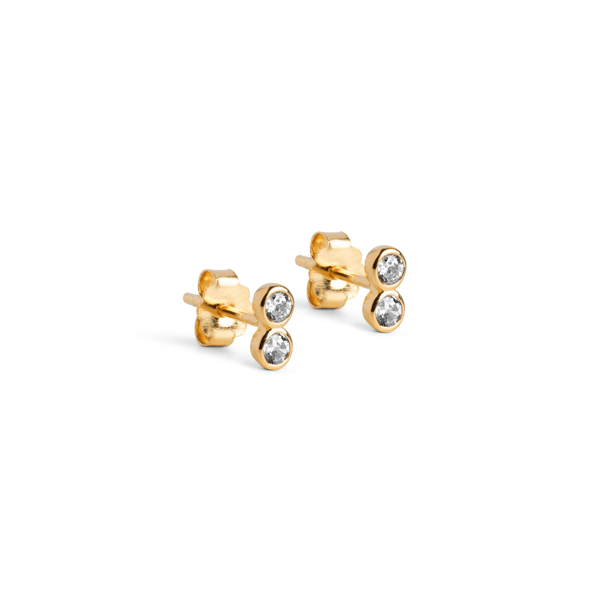 Enamel - Forgyldt Twin CZ ørestik - Model: E379G