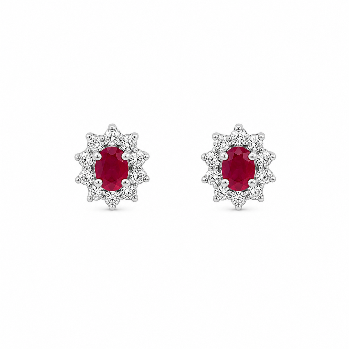 14kt. hvidguldsørestik-rubin 0,45ct-brillant 0,19ct - 10-22143