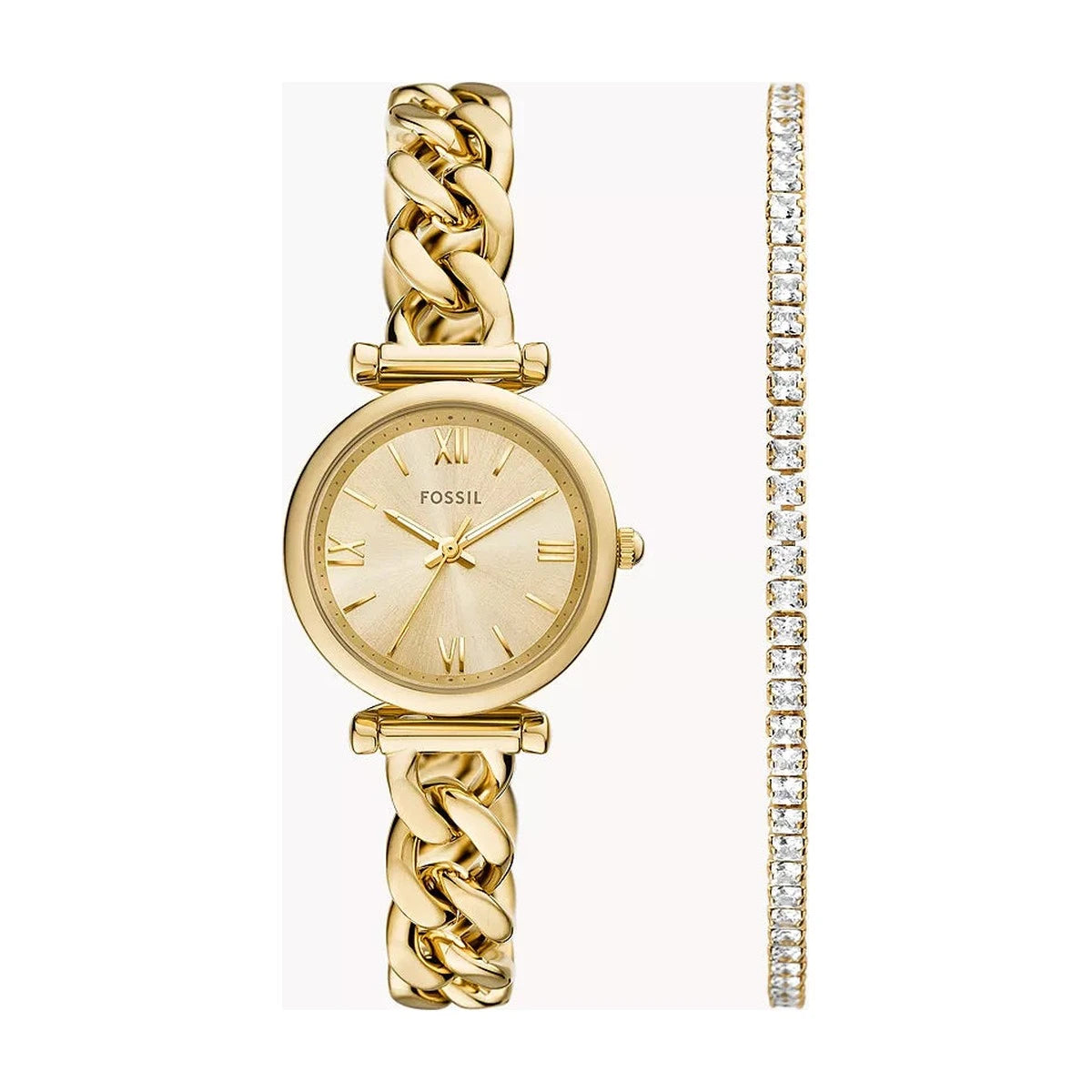 Fossil- Sæt med et forgyldt dameur og armbånd - Modelnr.: ES5387SET