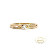 14 karat guldring med diamanter