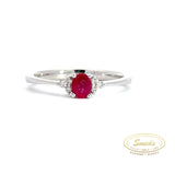 14 kt. Hvidguld ring med rubin og diamant - Model: 40-22571
