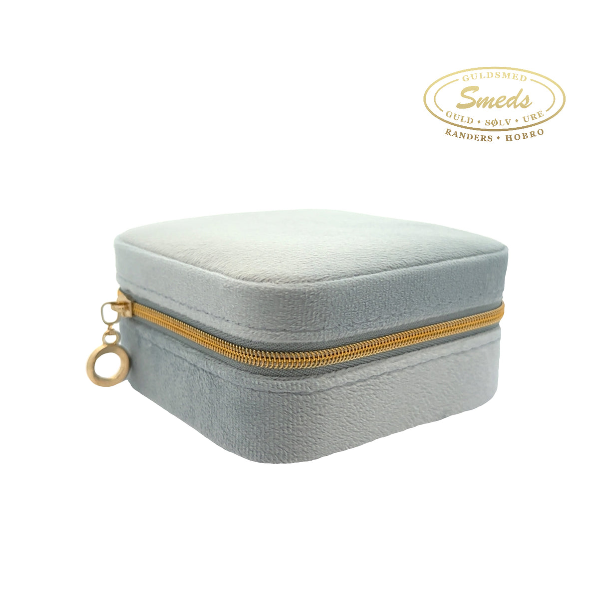 Smykkeskrin 10x10 cm - Lyseblå med forgyldt lynlån - Model: SK1003