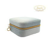 Smykkeskrin 10x10 cm - Lyseblå med forgyldt lynlån - Model: SK1003