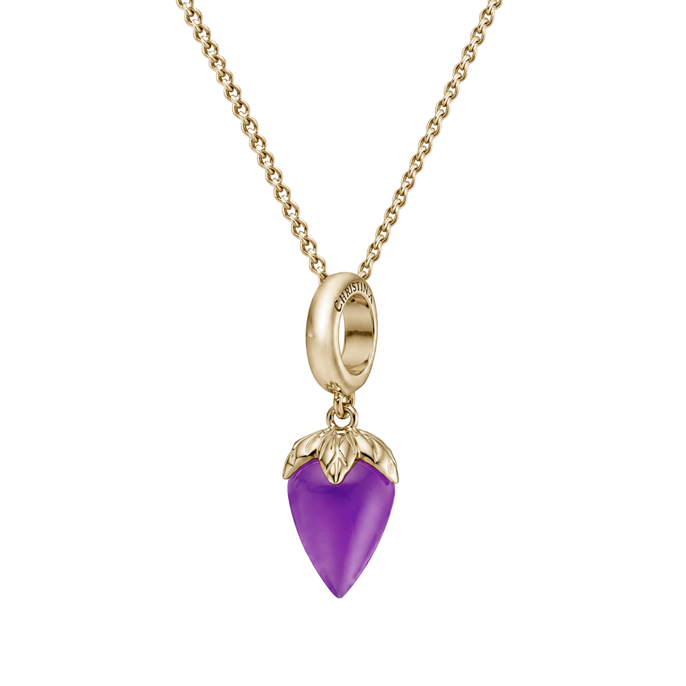 Christina Purple Chalcedony hænger-charm 4 mm i forgyldt sølv – model 623-G249PURPLE