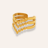 Sintridou - Ring med kugler i tre rækker i forgyldt stål - Model: ST710017