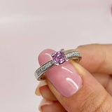 Kleopatra Queen ring hvidguld 0,40 pink safir 0,16 H-W/SI 14 kt - Model: 7536,40P
