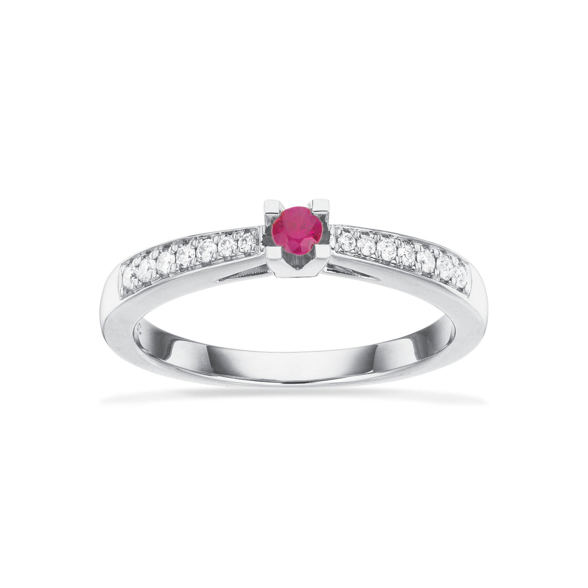 Kleopatra Queen ring hvidguld rubin + 0,12 H-W/SI 14 kt - Model: 7536,12RU
