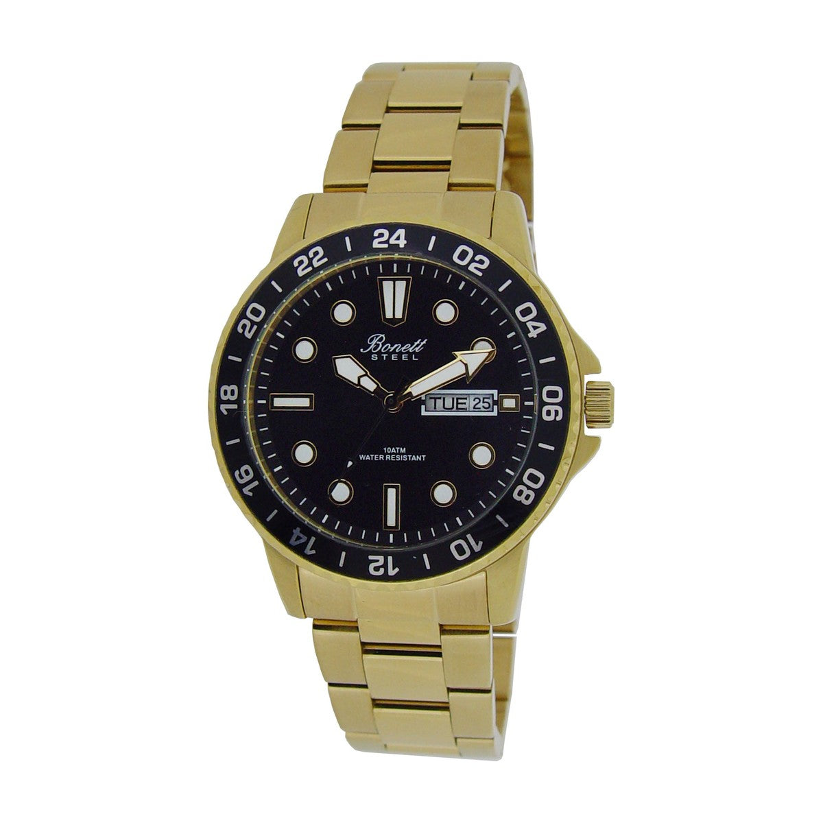 Bonett - Herreur i double med sort urskive og dato - Model: 1498DS