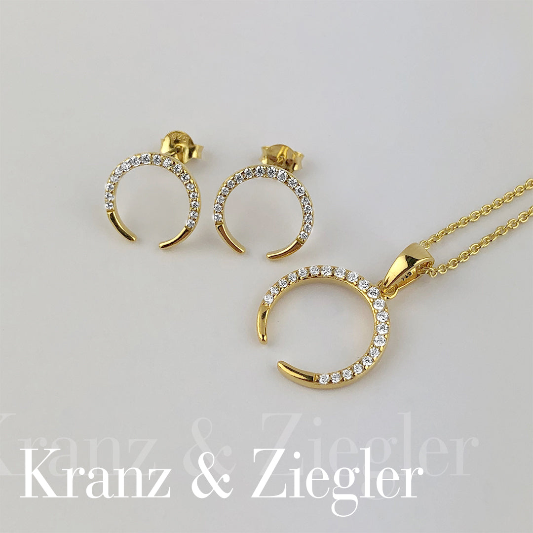 Aagaard Halskæde med Vedhæng Horn med 21 Cubic Zirkonia Forgyldt Sterling Sølv 45 cm