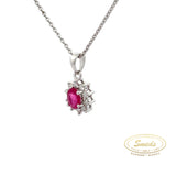14kt. hvidguld roset vedhæng med rubin 0,48ct-brillant 0,15ct - Model: 20-22130