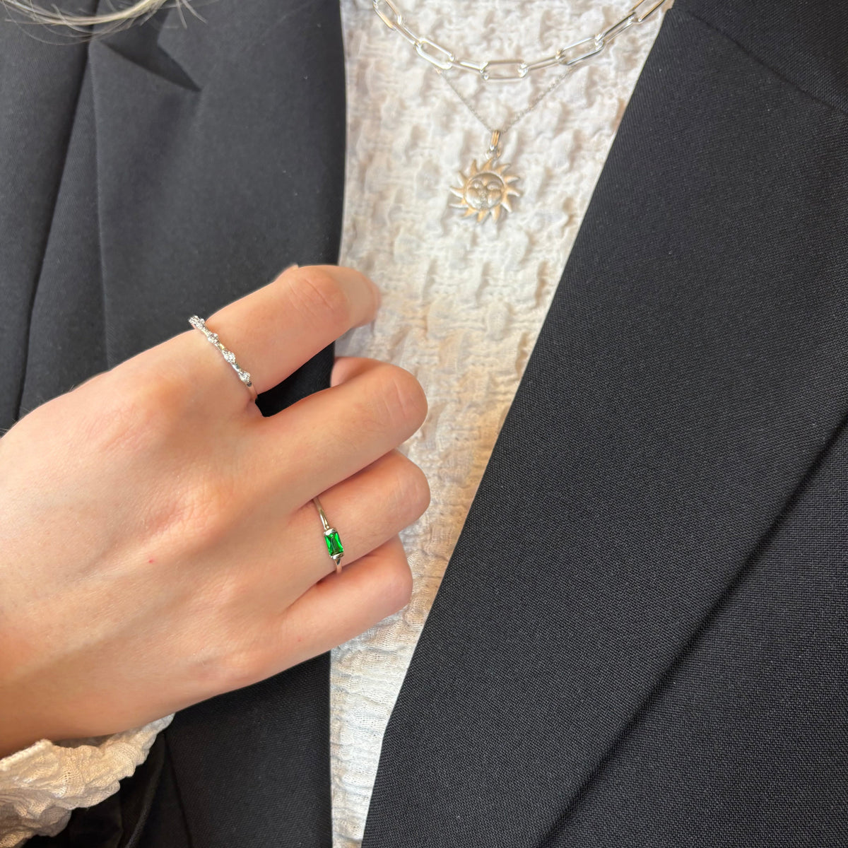 Christina Green single Baguette ring i sølv – model 800-1.16.A – billede 2