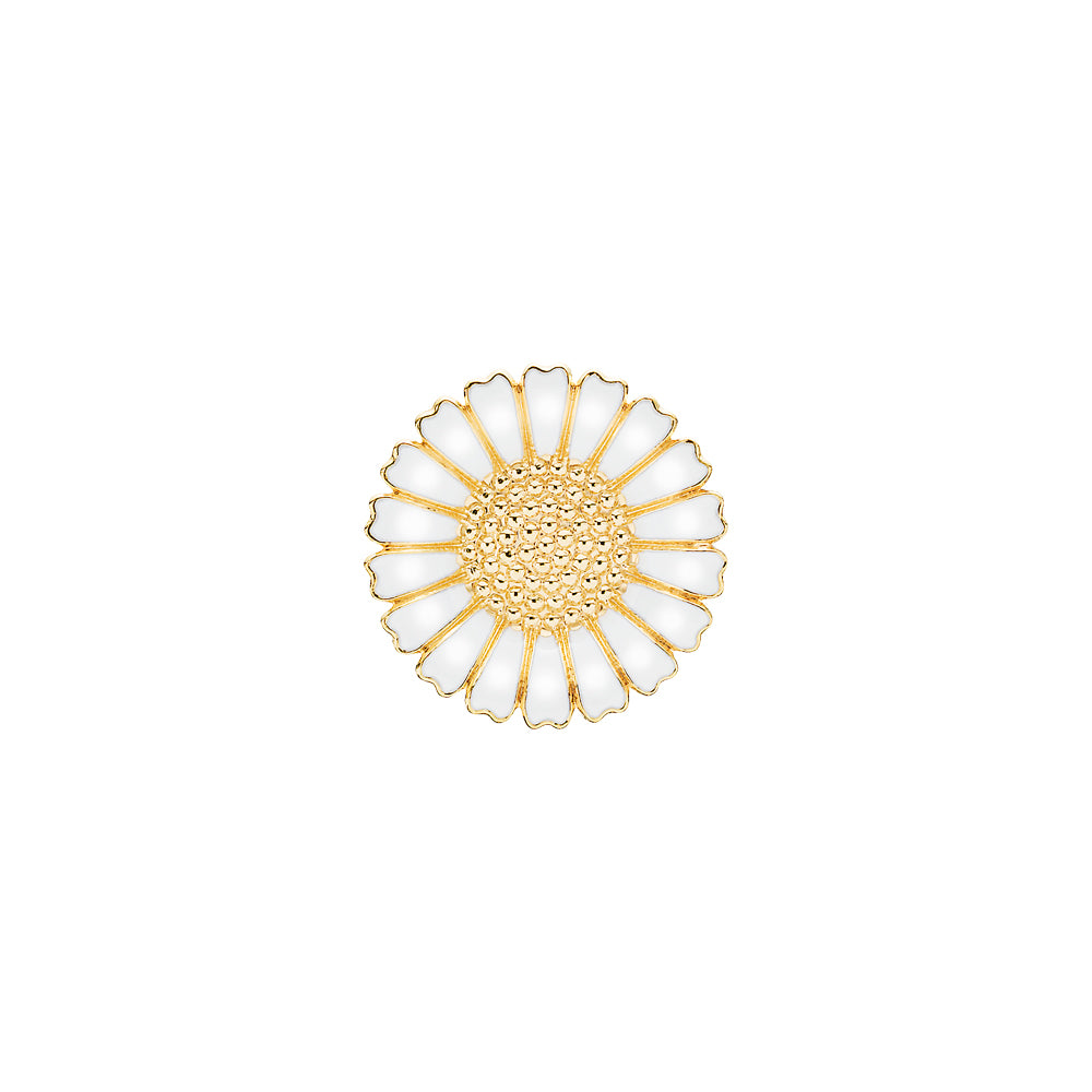 Lund Copenhagen Marguerit broche med 1x 25mm hvid emalje i forgyldt sølv – model 904025-M