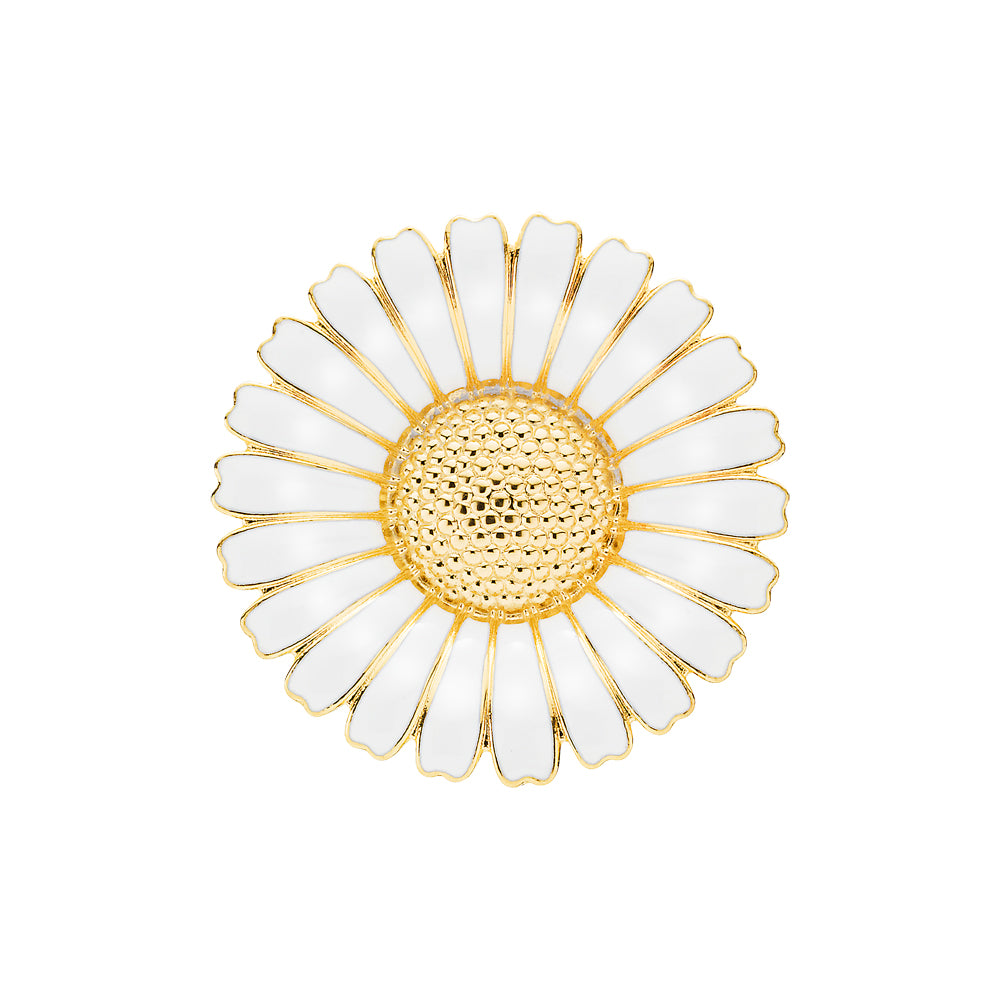 Lund Copenhagen Marguerit broche med 1x43mm hvid emalje i forgyldt sølv – model 904043-M