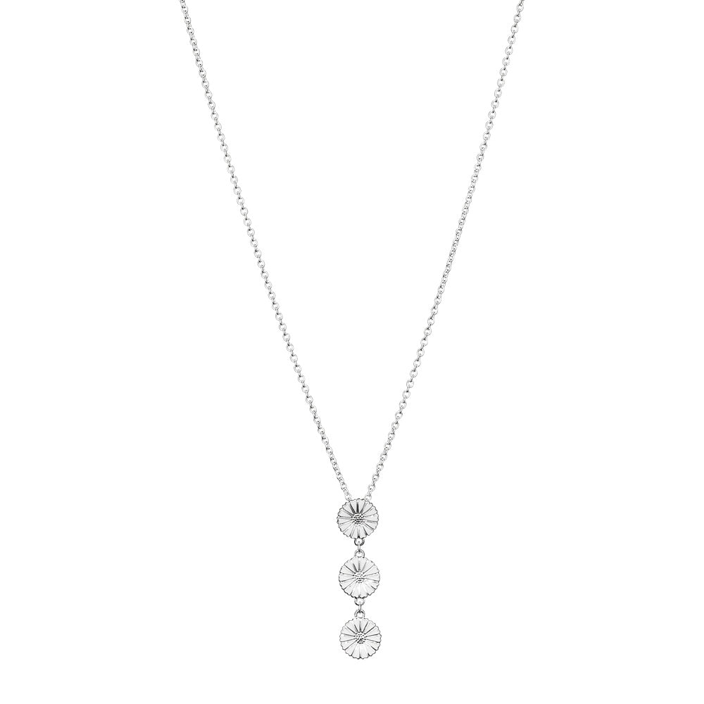 Lund Copenhagen Marguerit collier med 3x11mm lodret hængende 42-45cm hvid emalje i sølv – model 902011-3-L-H
