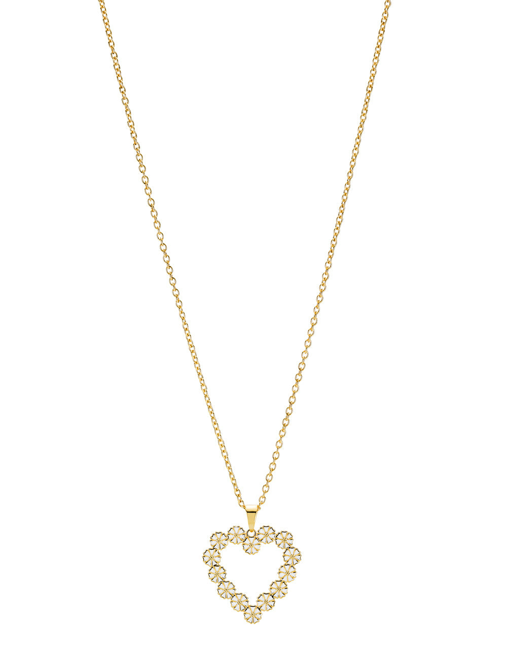 Lund Copenhagen Marguerit collier med vedhæng hjerte 14x5mm 42-45cm i forgyldt sølv – model 90225245-M
