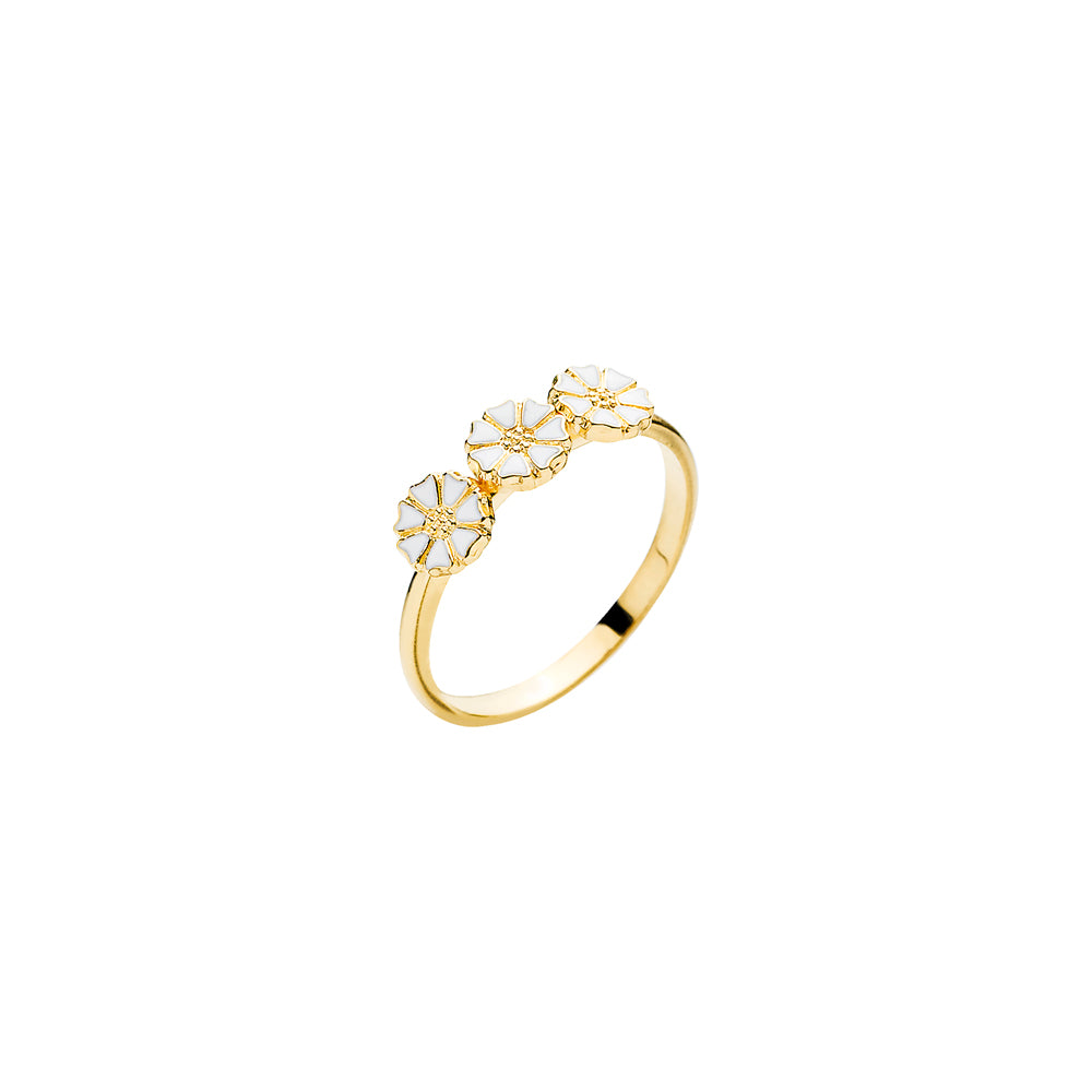 Lund Copenhagen Marguerit ring 3x5mm hvid emalje i forgyldt sølv – model 907050-3-M