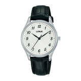 Lorus - Dameur med hvidskive med tal og sort læderrem - Model: RG231UX-9