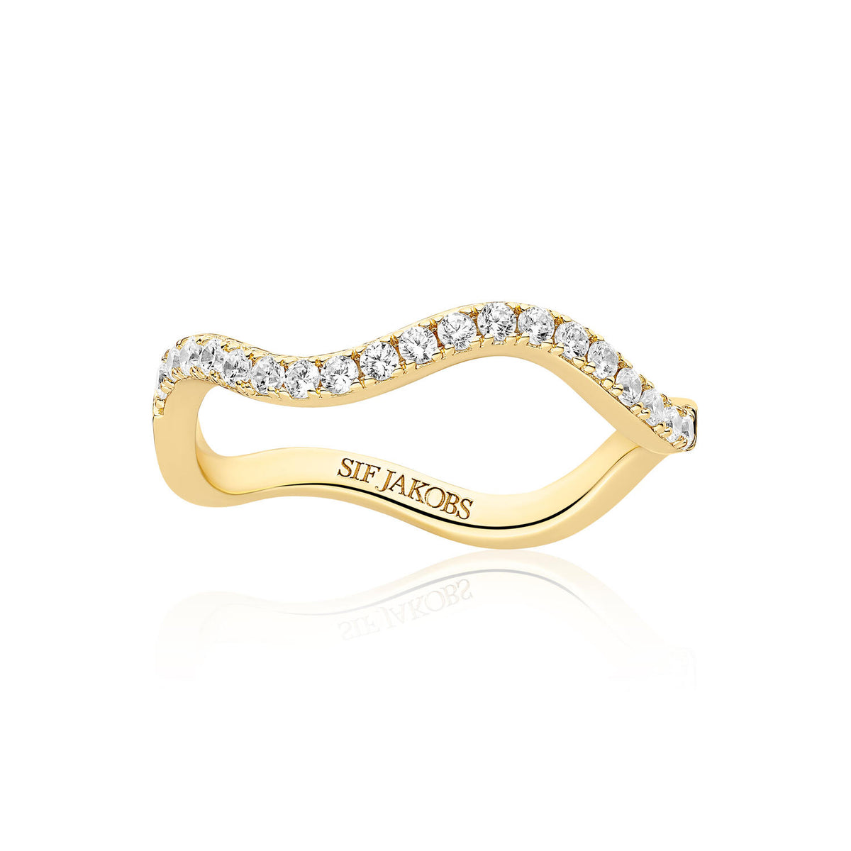 SIF JAKOBS - Ellera Waves Ring, Forgyldt sølv - MODEL: R3869-CZ-YG