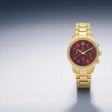 SIF JAKOBS - DOMENICA dameur, forgyldt med burgundy urskive - Model: W2407-CZ-YG