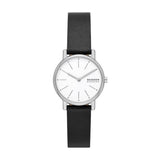 Skagen - Dameur i stål med sort læderrem, Signatur lille - Modelnr.: SKW3120