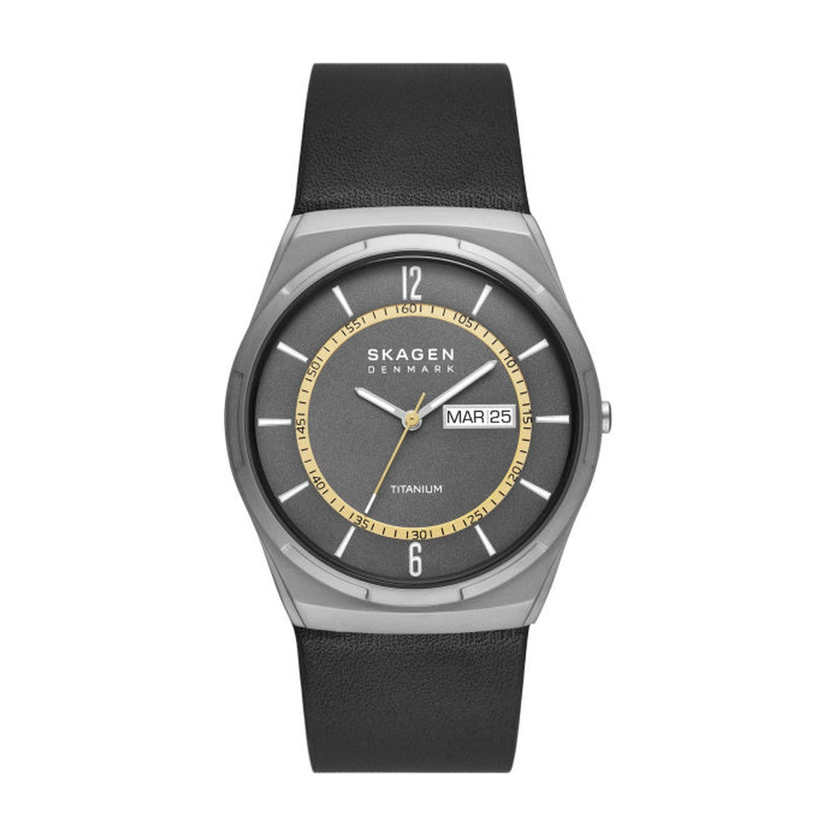 Skagen - Titanium herre ur med grå skive og sort læderrem - Modelnr.: SKW6907
