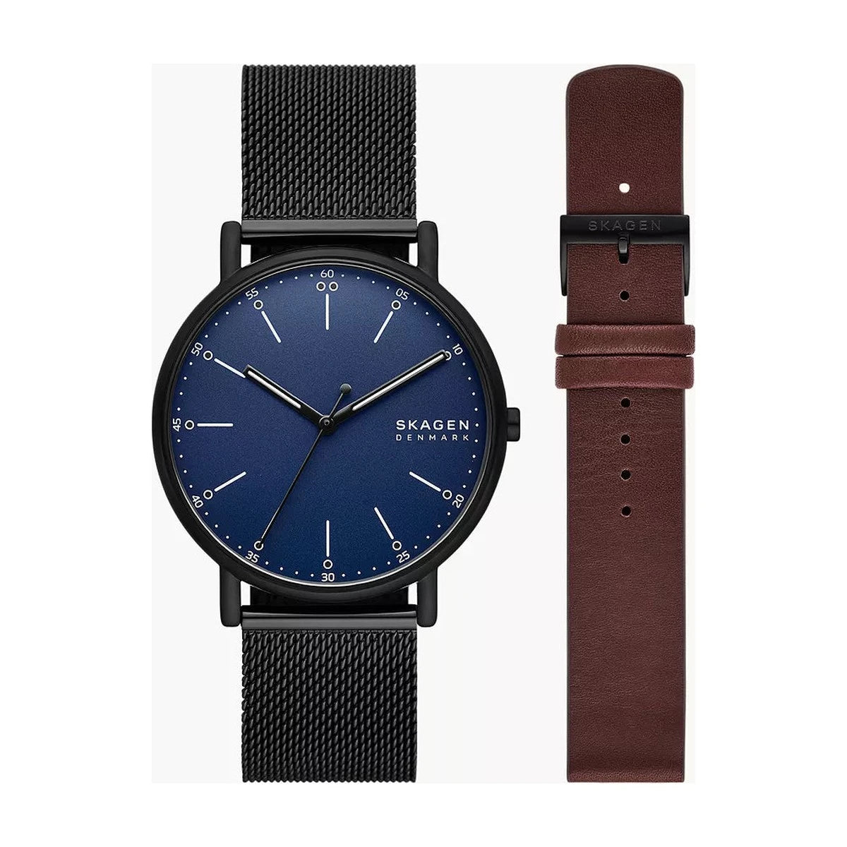Skagen - Elegant herreur i sort og blå - Modelnr: SKW6933SET