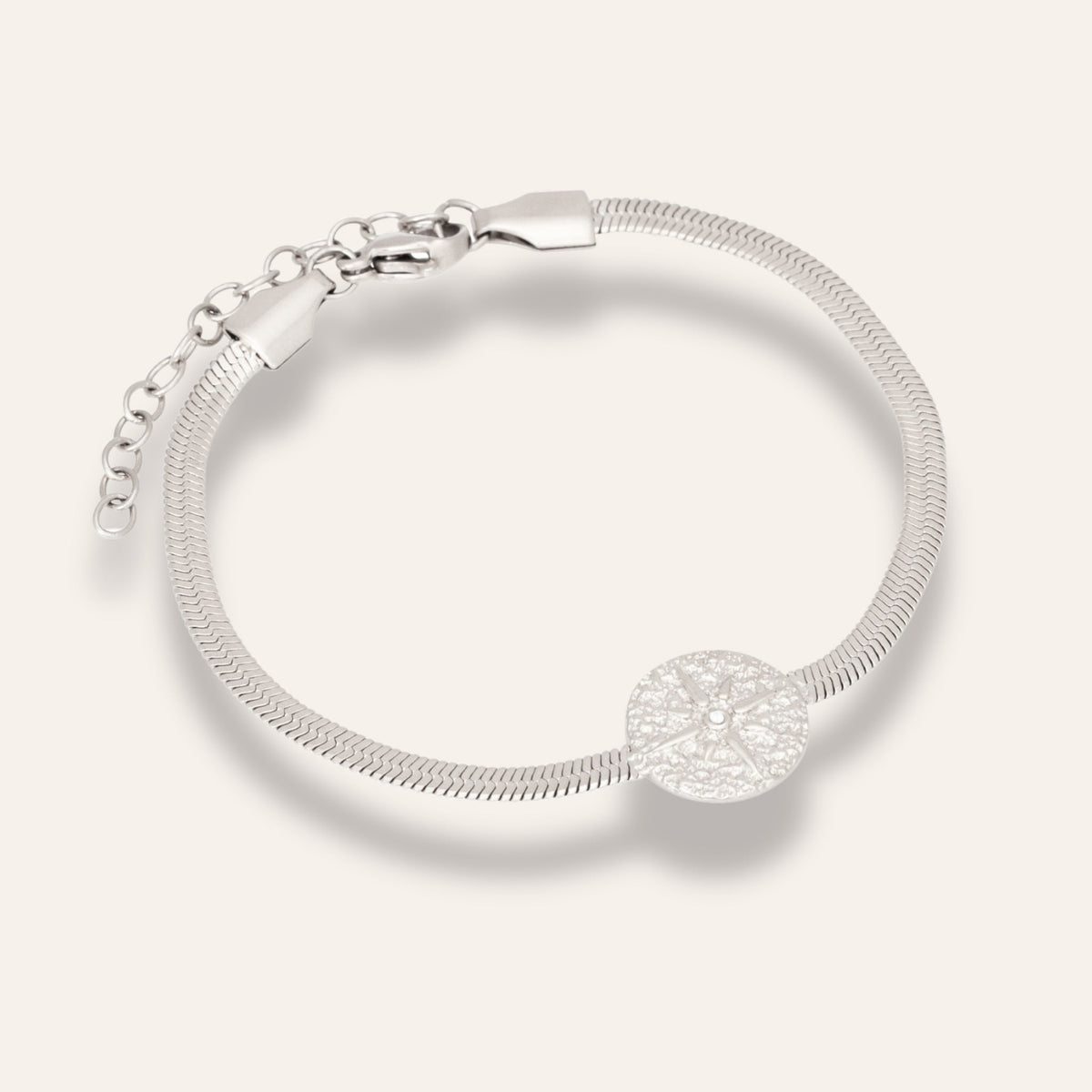Sintridou - Armbånd med herringbone-kæde og stjerne i stål - Model: ST610022