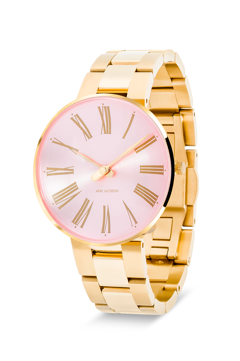 Arne Jacobsen - ROMAN ORCHID PINK 34 mm doublé ur med lænke - Model: 53316-1629