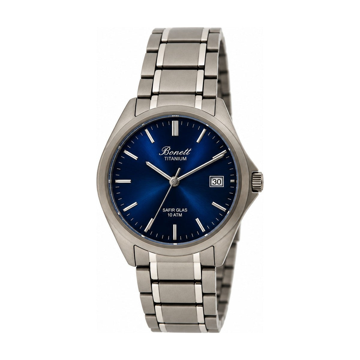 Bonett - Herreur i titanium med blå skive - Model: 1512TSBS