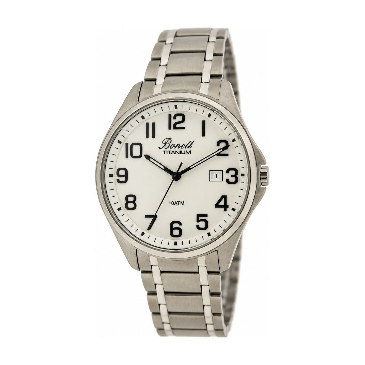 Bonett - Herreur i titanium med hvid skive og tal - Model: 1545THT