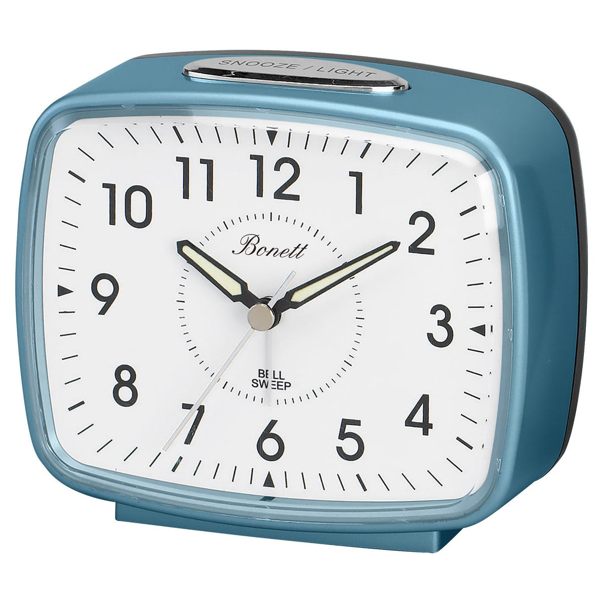Bonett - Vækkeur i blå med klokkealarm, snooze, lys - Model: BA905B