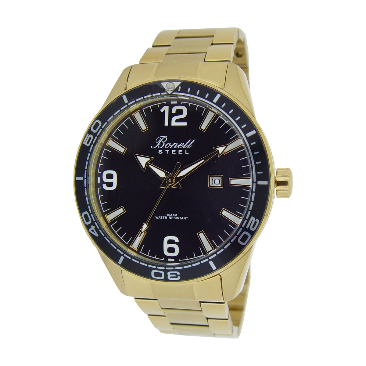 Bonett - Herreur i double med sort urskive og dato - Model: 1502DS