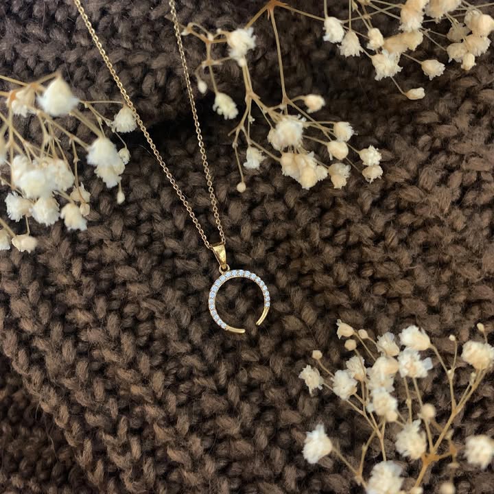 Aagaard Halskæde med Vedhæng Horn med 21 Cubic Zirkonia Forgyldt Sterling Sølv 45 cm