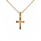 Amore Jewelry - 14 kt. guld vedhæng, kors med diamant, 0,02ct w/si