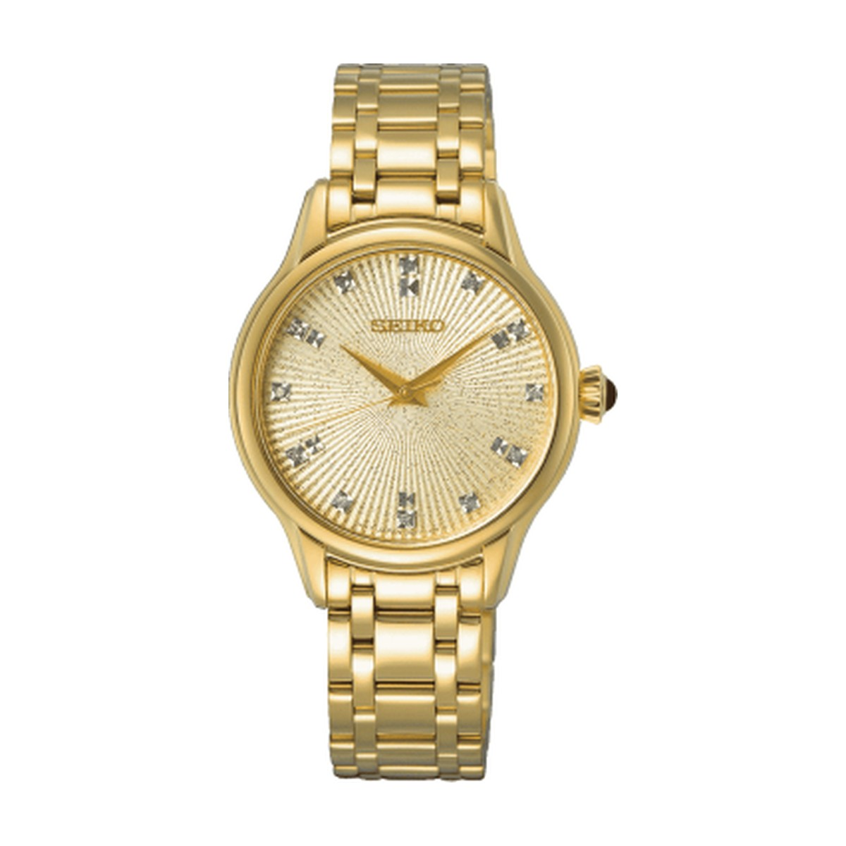 Seiko - Diamant dameur gulddoublé med lænke og safirglas - Model: SRZ552P1
