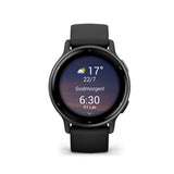 Garmin - Vívoactive® 5 Slate aluminium urkrans med sort urkasse og silikonerem - Model: 010-02862-10