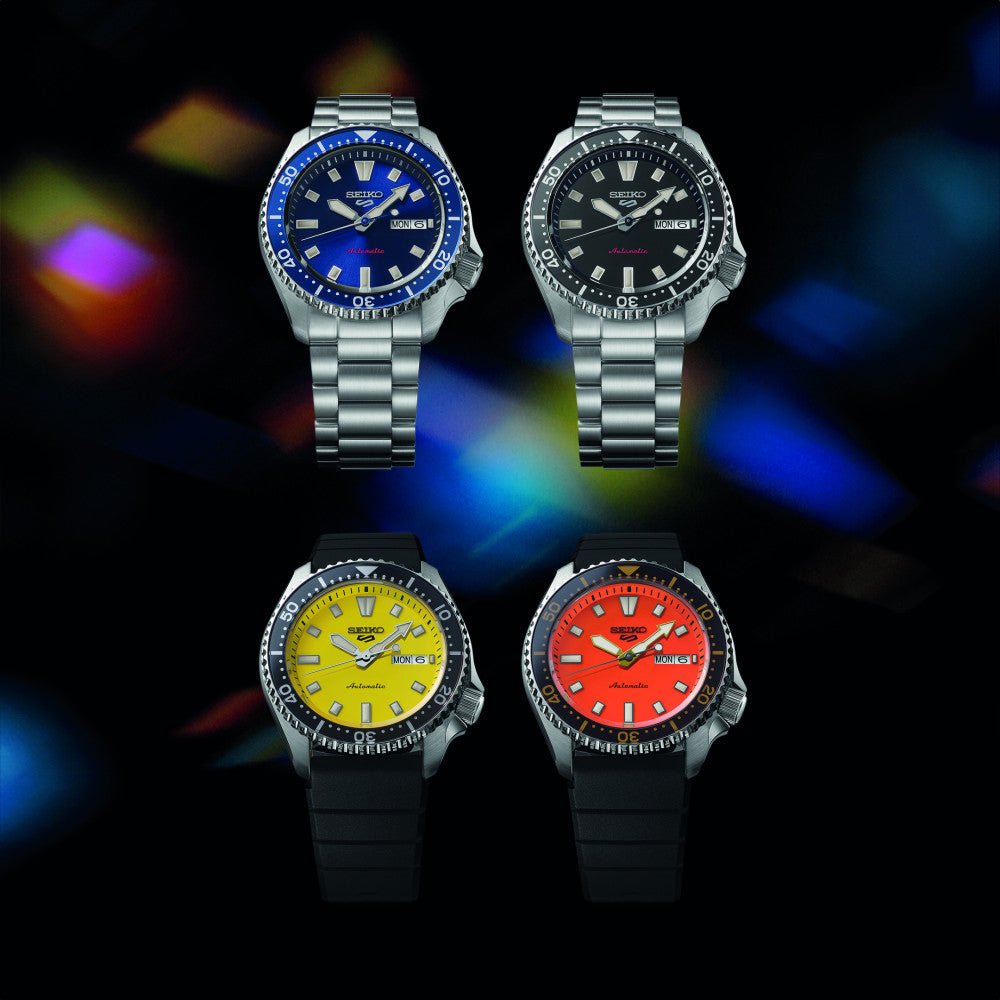 Seiko - Seiko 5 sport automatic herreur i stål m. lænke, sort skive - Model: SRPL85K1