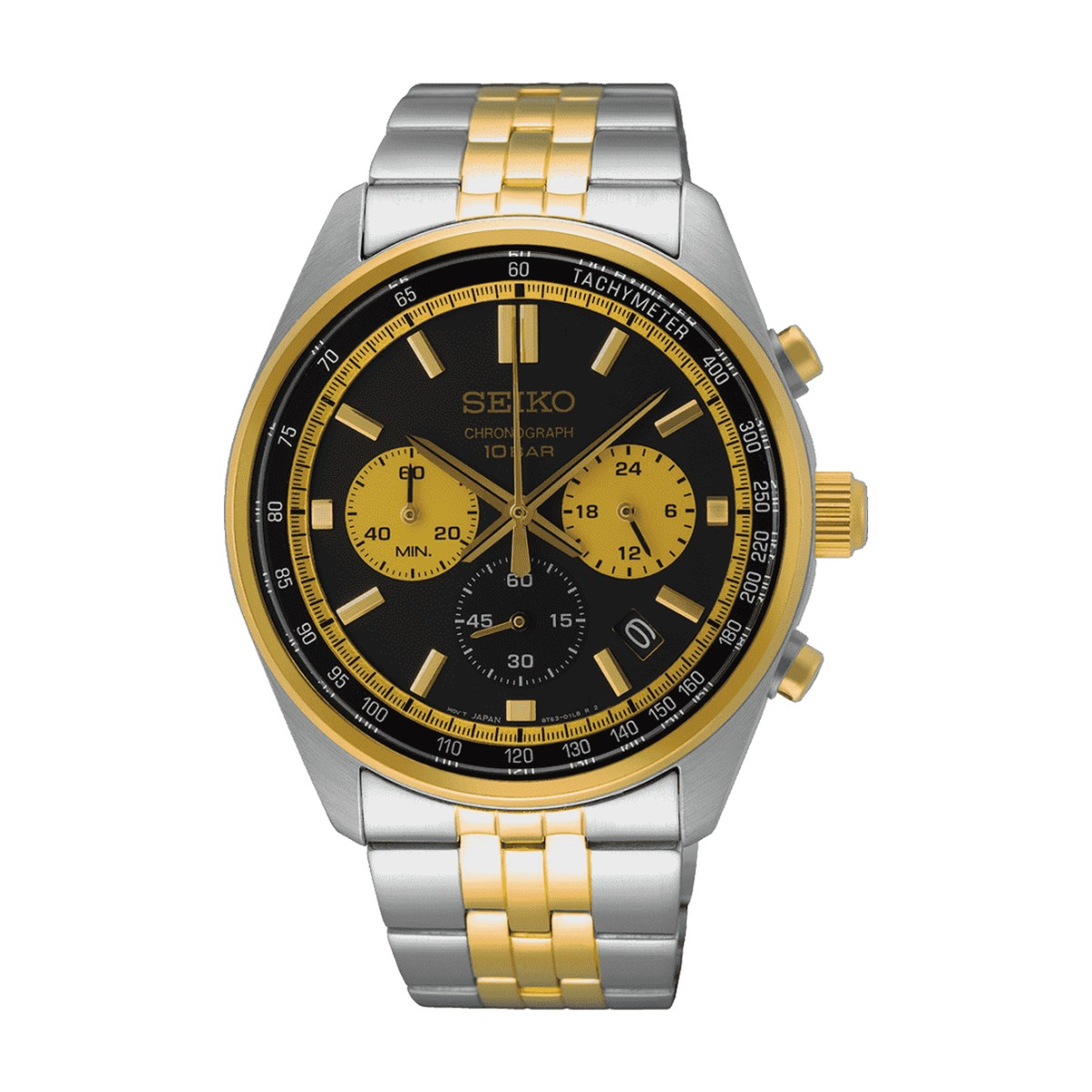 Seiko - Herreur, Stål/gulddoublé med lænke og chronograph - Model: SSB430P1