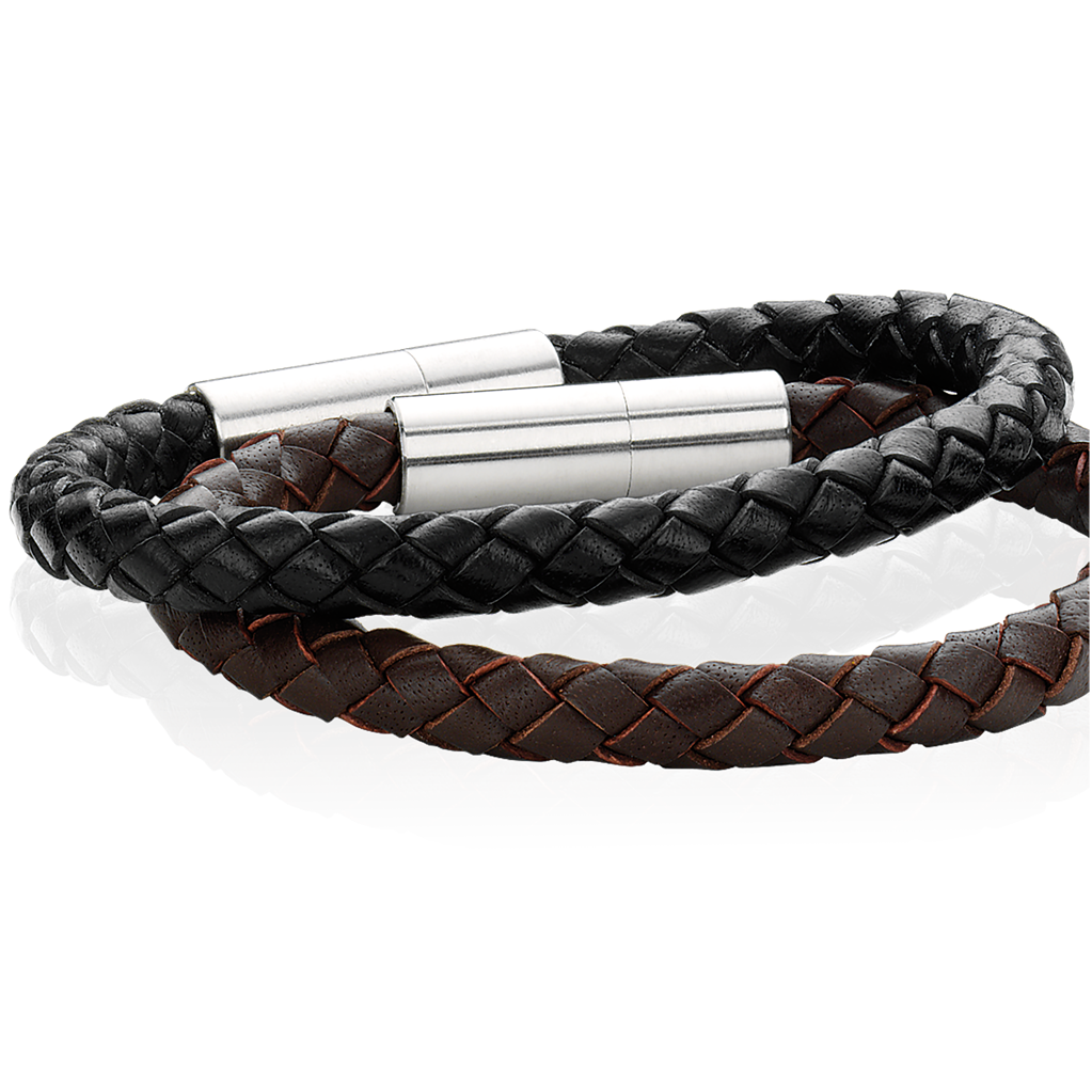 Køb Scrouples - Herre armbånd sort rundt flettet læder - Modelnr.: 02160,21 hos Guldsmed Smeds