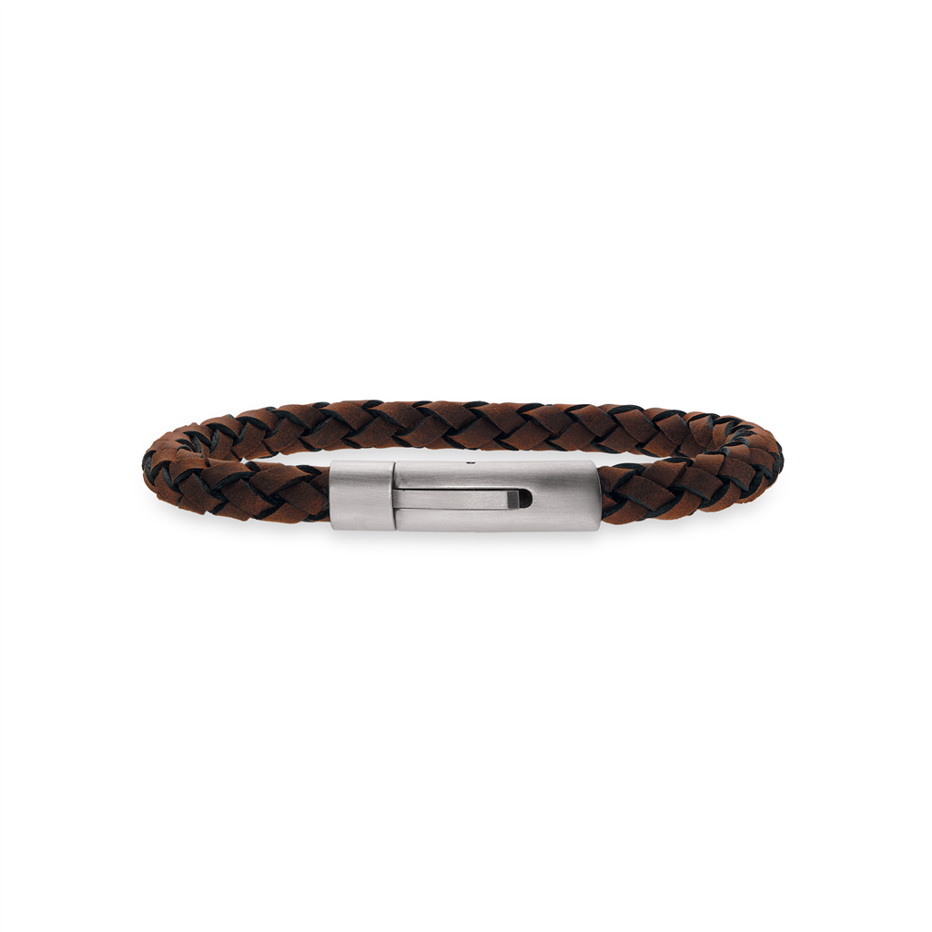 Scrouples - FORCE Herre armbånd brunt flettet læder - Model: 03251,21