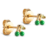 Enamel - Forgyldt Cherry, Grass Green ørestik - Model: E218GM-grassgreen