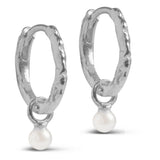 Enamel - Sølv Belle Pearl hoops - Model: E271SM