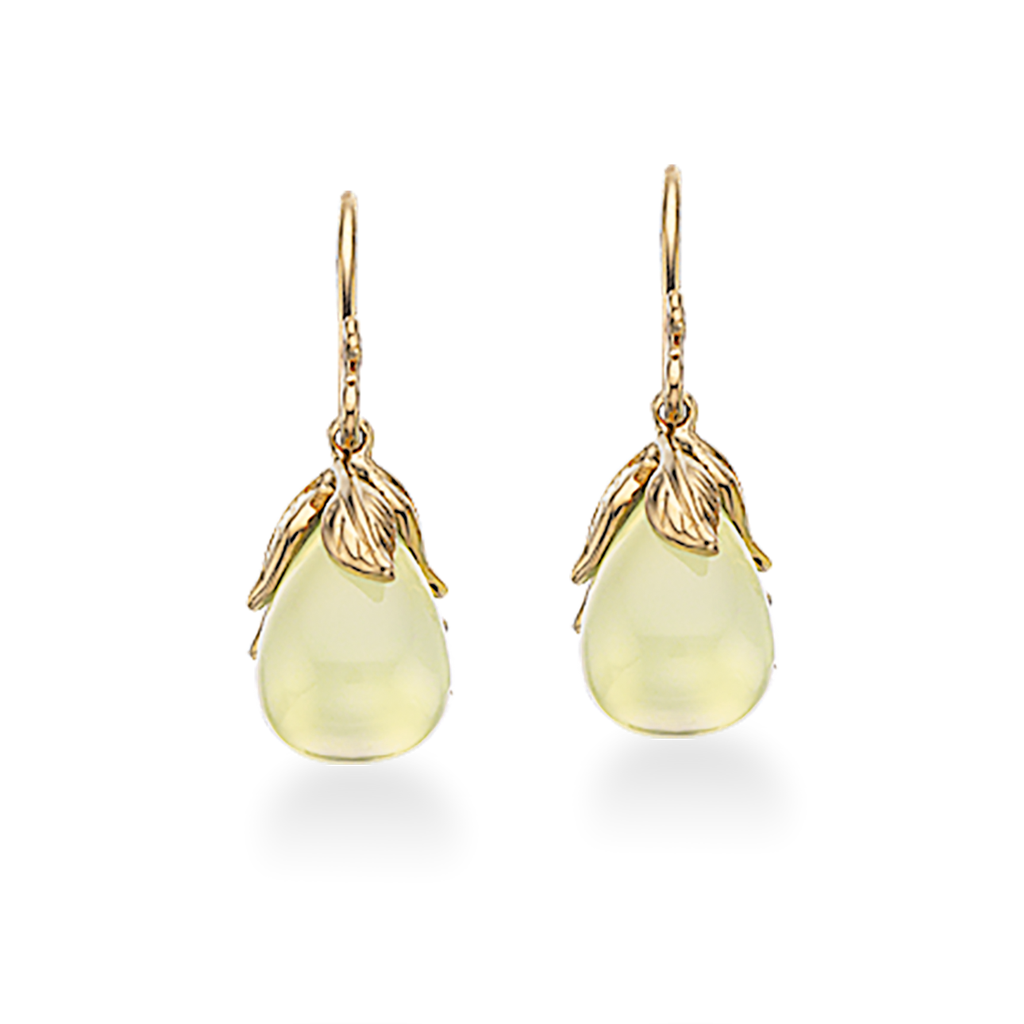 Køb Scrouples - Prima Vera ørebøjler 14 kt. guld m. grøn calcedon - Model nr.: 119055 hos Guldsmed Smeds