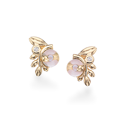 Køb Scrouples - Prima Vera ørestikker 14 kt. guld m. rosa quartz - Model nr.: 120065 hos Guldsmed Smeds
