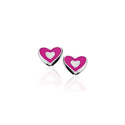 Køb Scrouples - Ørestik pink hjerte sølv - Modelnr.: 122012 hos Guldsmed Smeds