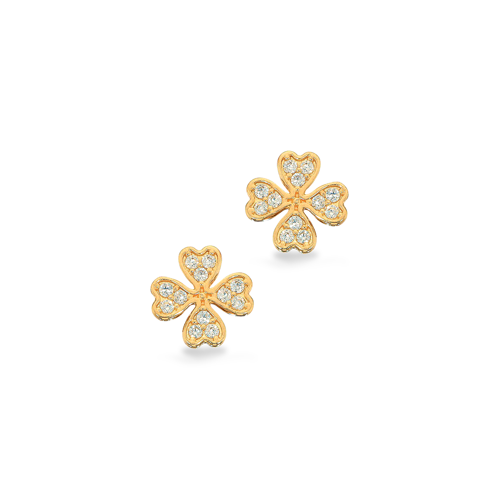 Scrouples - 8 kt guld ørestik, firkløver - Model: 122053