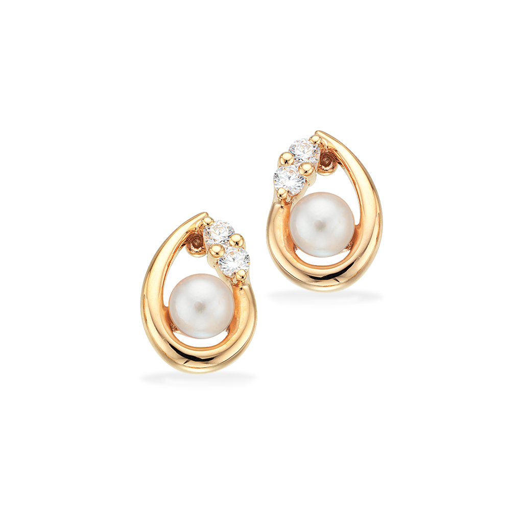 Scrouples - 8 kt guld ørestik, ferskvandsperle - Model: 122873