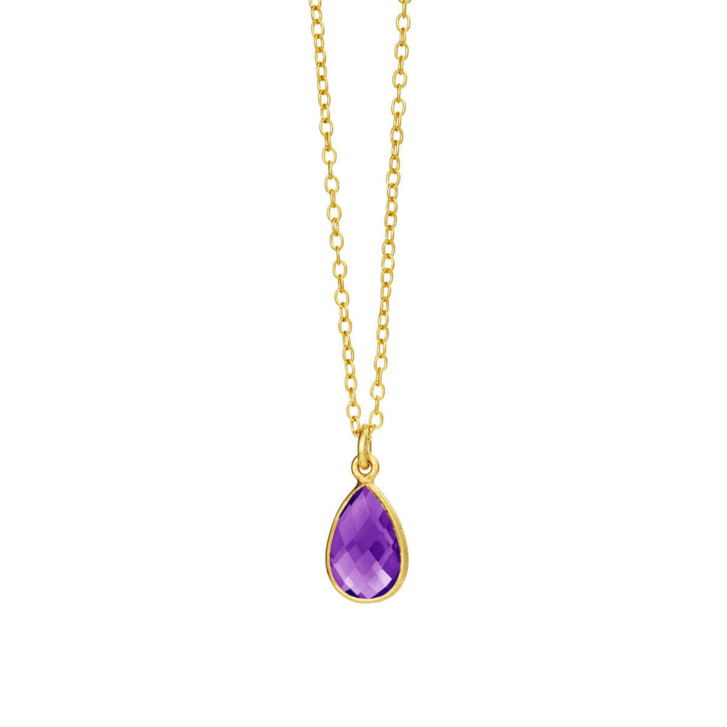 Susanne Friis Bjørner - Halskæde forgyldt med dråbe facet amethyst - Model: 1409-2-118