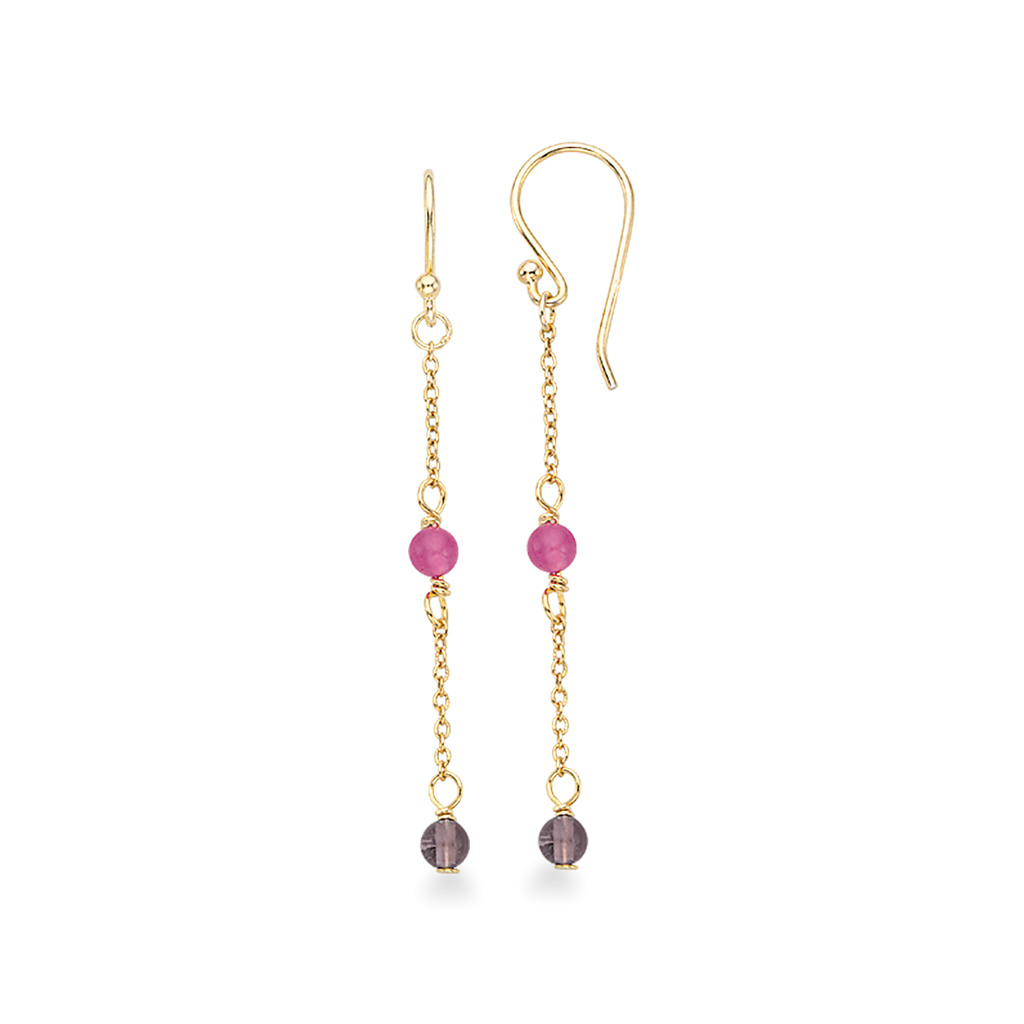 Køb Scrouples - Ørebøjle forgyldt sølv, Amethyst og pink jade - Model nr.: SC-152072 hos Guldsmed Smeds
