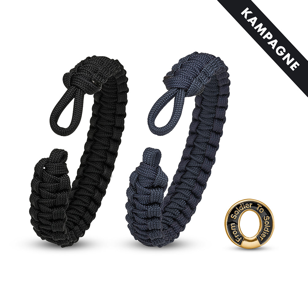 Køb Aagaard - FROM SOLDIER TO SOLDIER - kampagne med 2 armbånd og 1 lås. - Model: 1605-FSTS-01-G hos Guldsmed Smeds